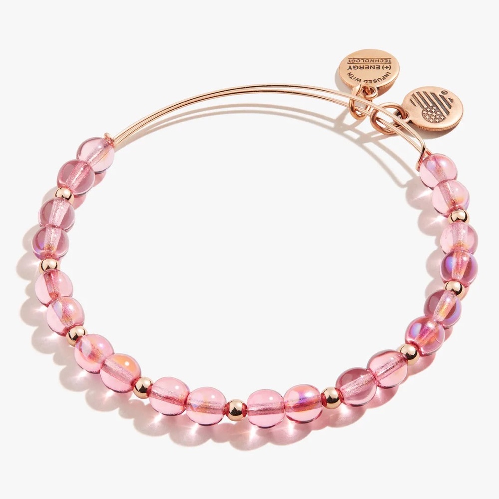 Rose Gold, Fuchsia beaded Alex and Ani Bracelet